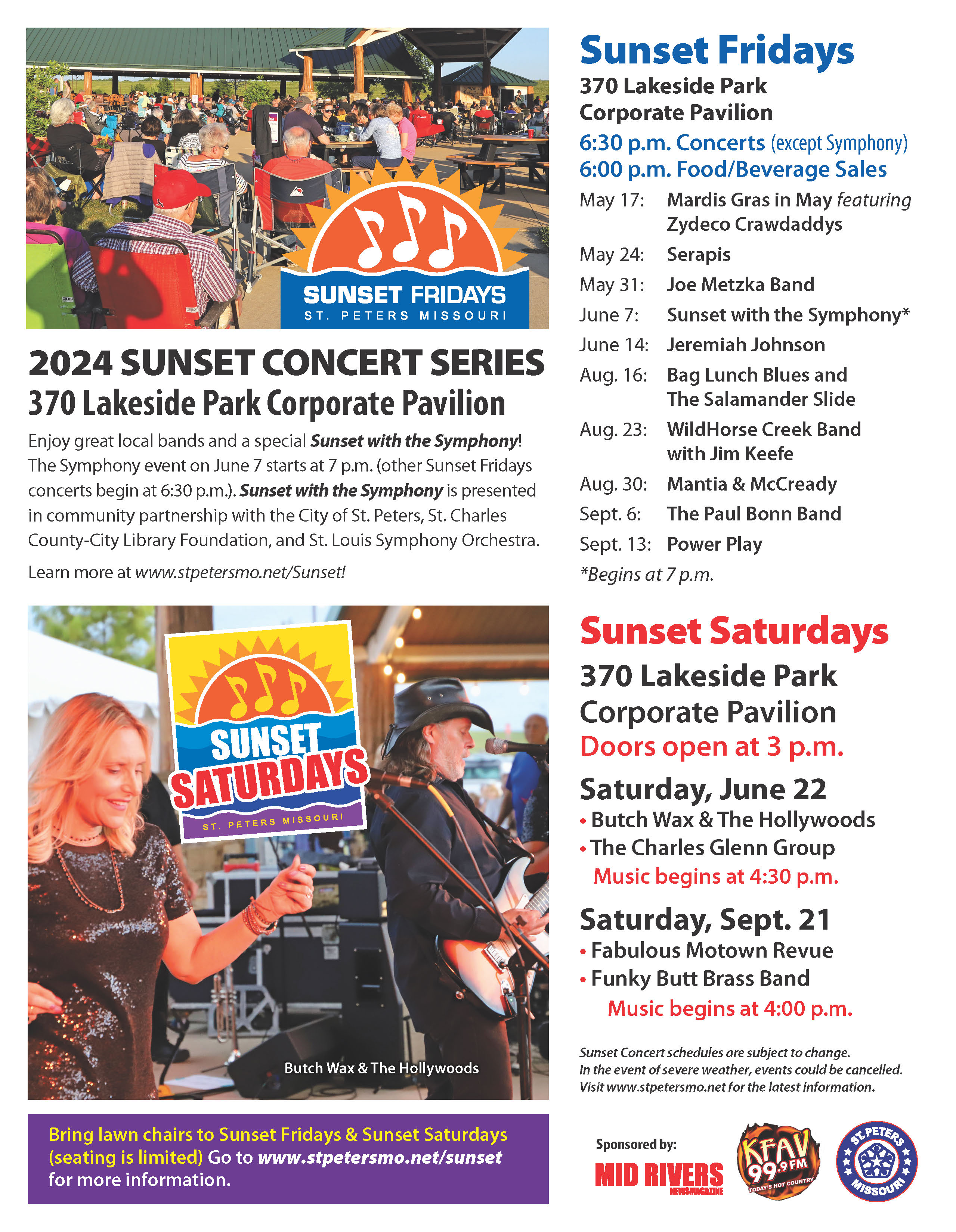 Sunset Fridays 2024 concert schedule 