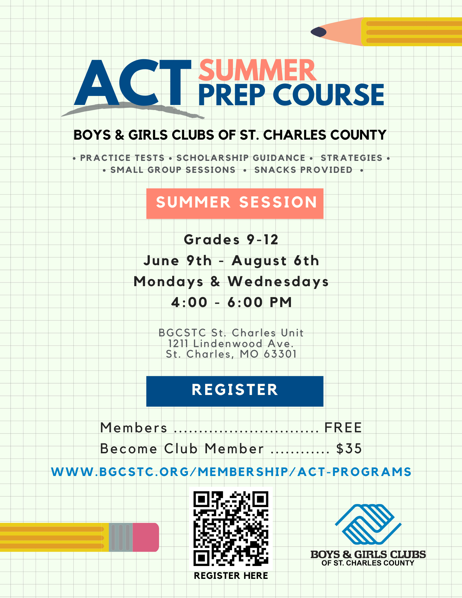 Boys and Girls Clubs of St. Charles offering ACT Summer Prep Course