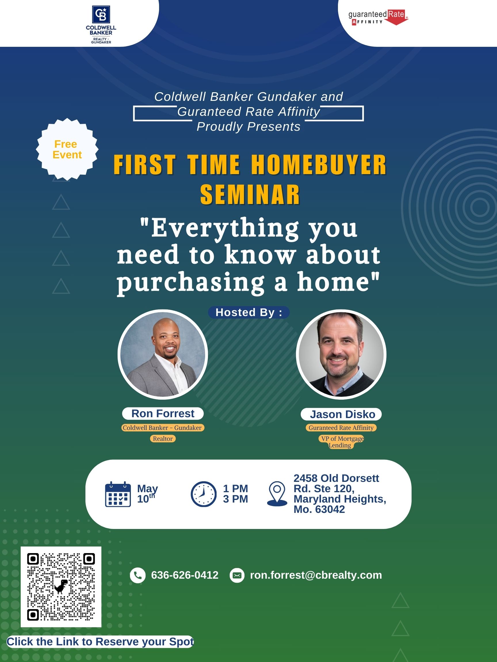 First time homebuyer seminar with Coldwell Banker and Guaranteed Rate Affinity May 10