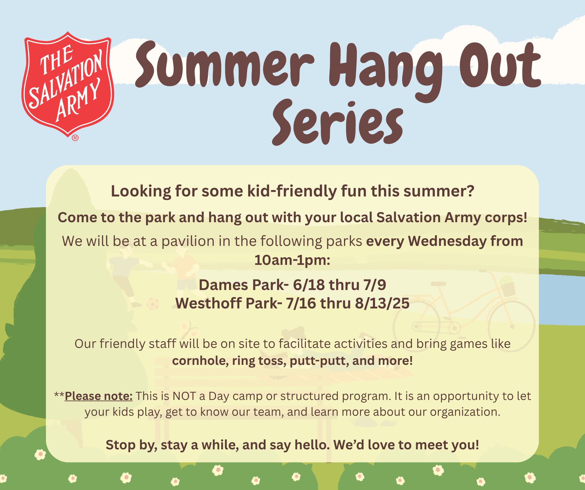 Kid-friendly Summer Hang Out Series by the Salvation Army