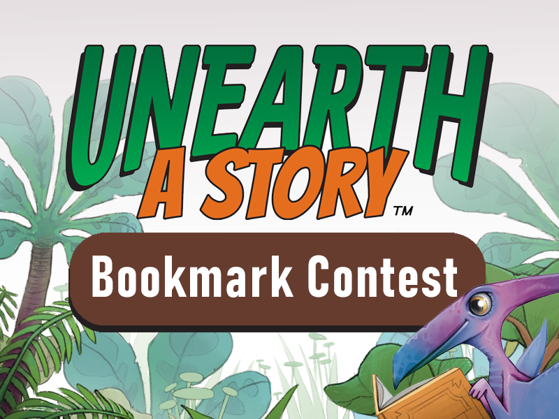 Decoration with text Unearth A Story Bookmark Contest