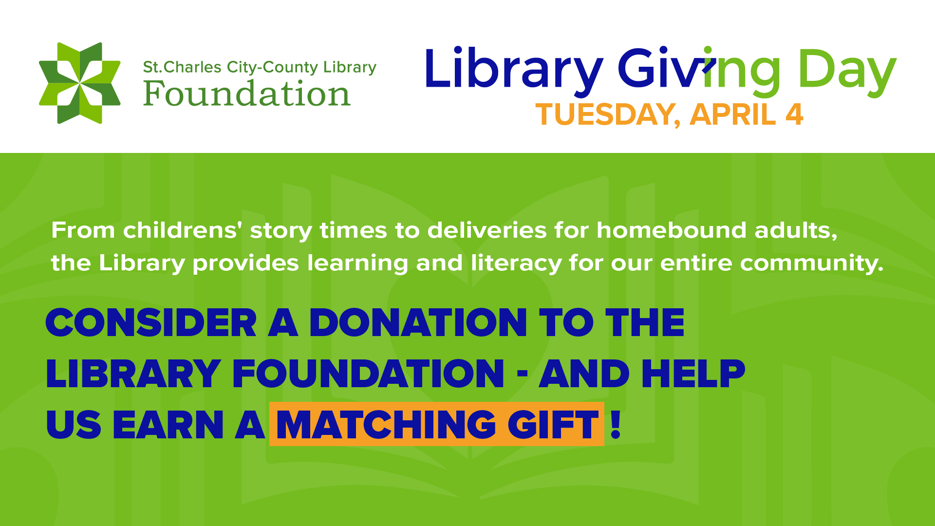 Library Giving Day is April 4. Donate to your Library.