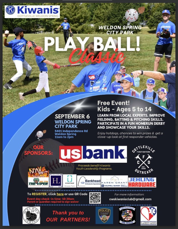 Kiwanis free kids baseball event at Weldon Spring Park
