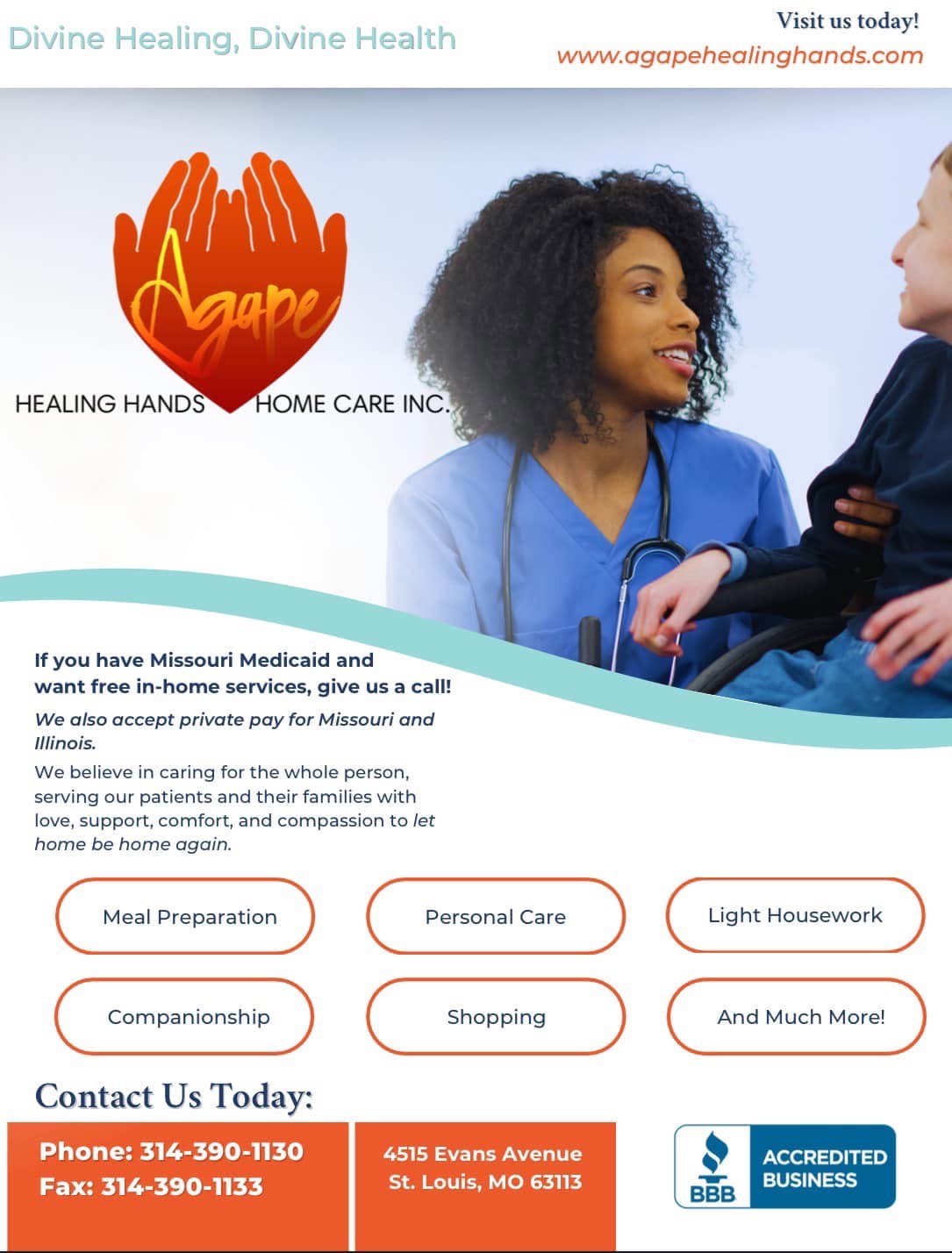 Agape Healing Hands Home Care INC providing in home services for you or a loved one