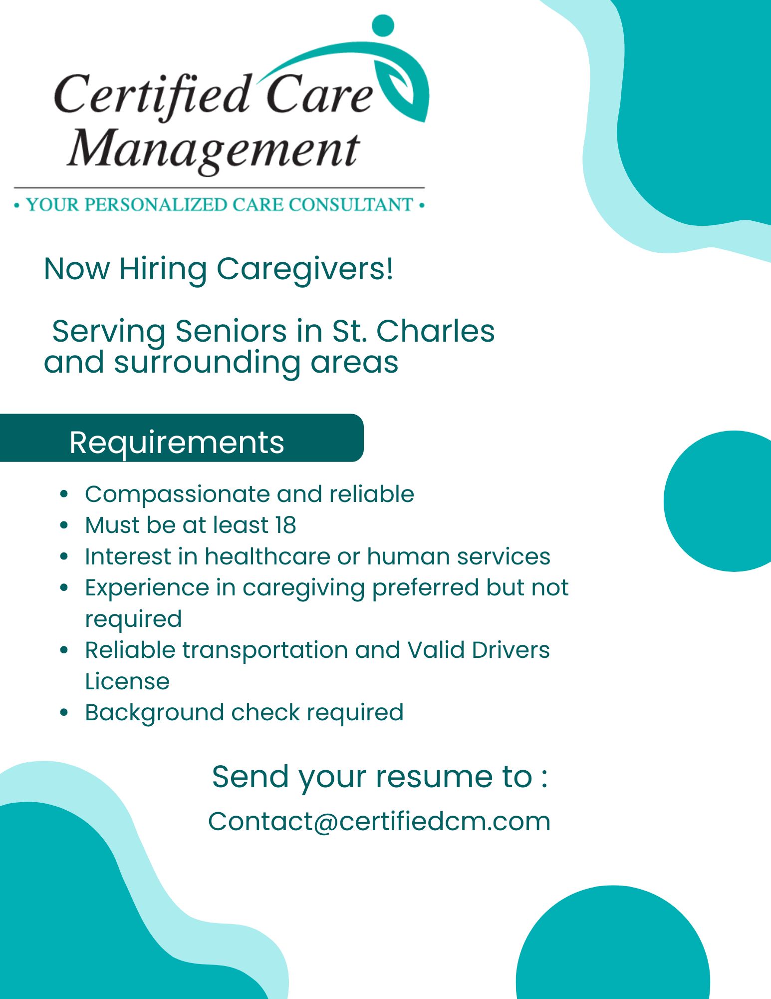 Certified Care Management are hiring caregivers