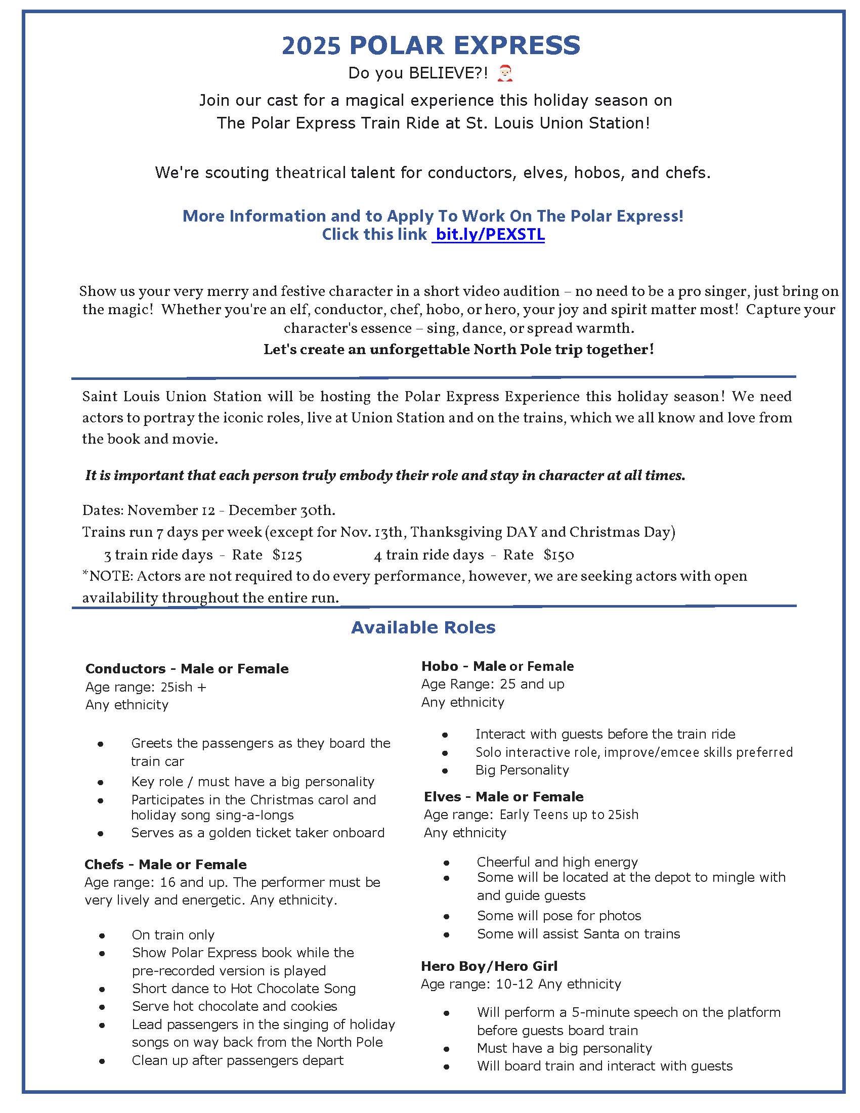 Casting call for The Polar Express at Union Station