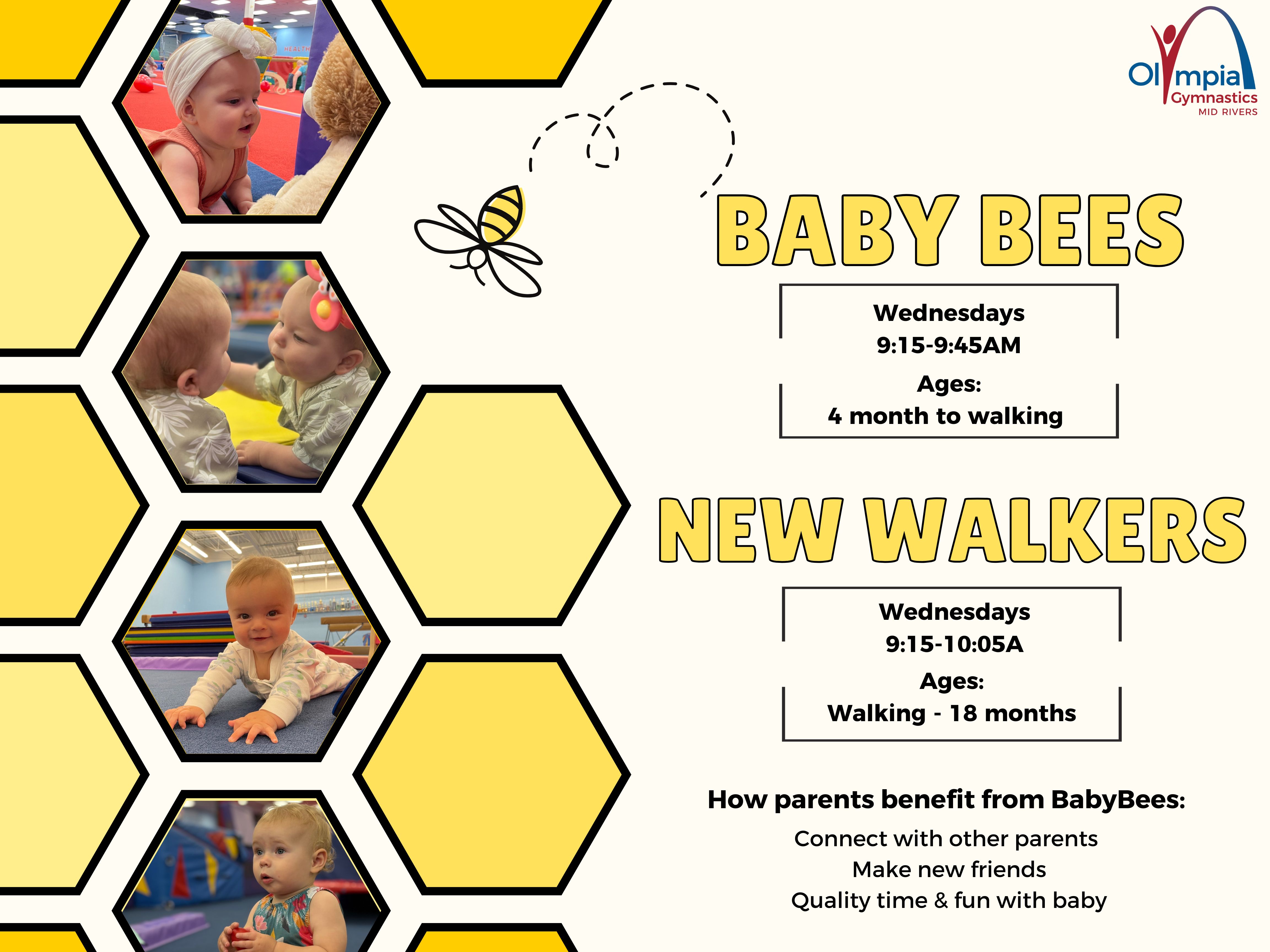 Baby Bees and New Walkers gym classes available with TumbleBee