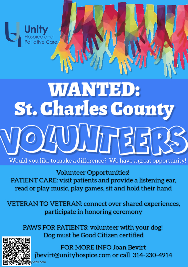 Unity Hospice and Palliative Care need St. Charles County Volunteers