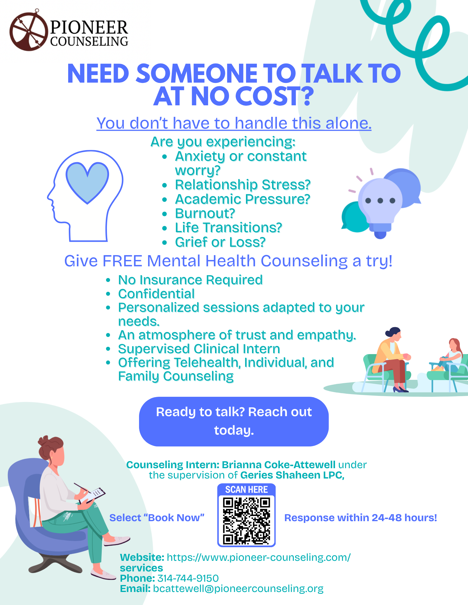 Pioneer Counseling offering free mental health counseling