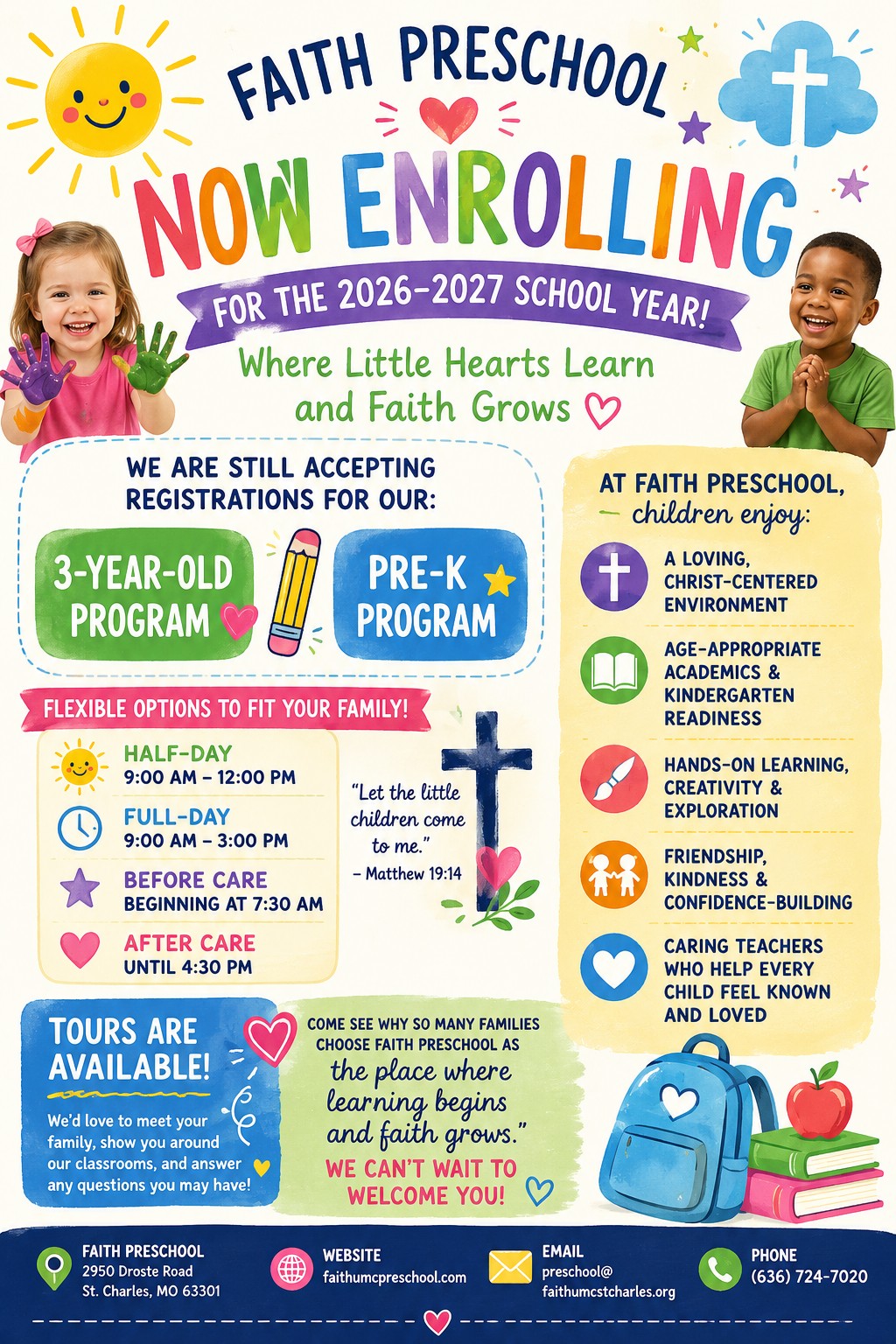 Faith Preschool is now Enrolling