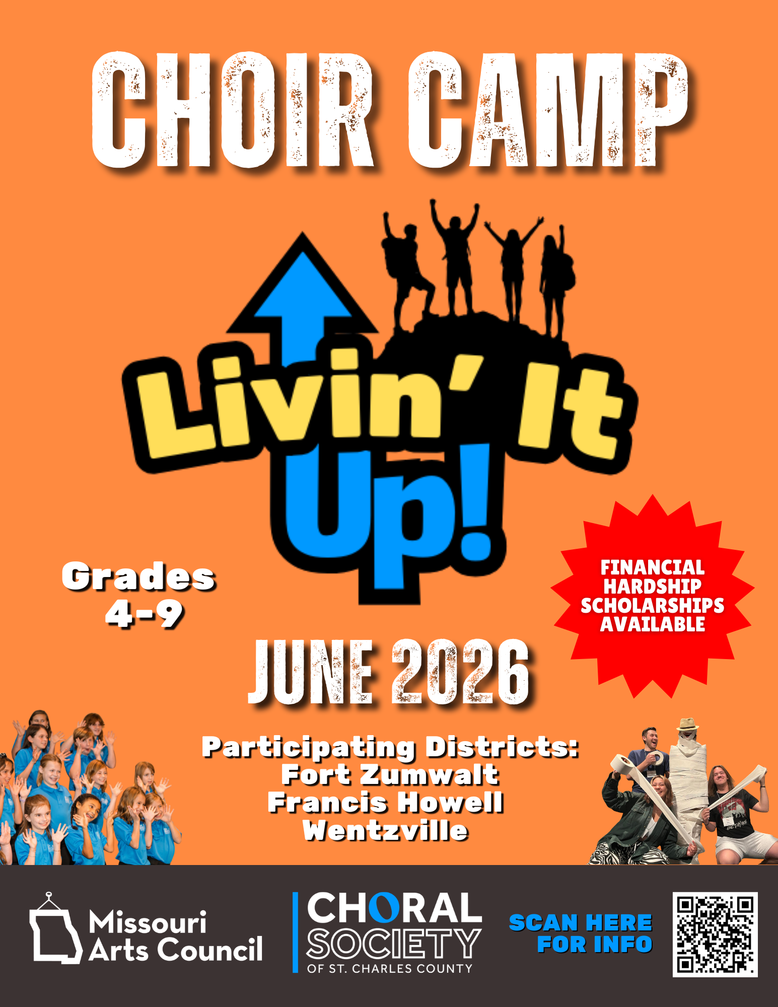 Choir camps for Francis Howell, Fort Zumwalt, and Wentzville Districts. For kids in 4th-9th grades.