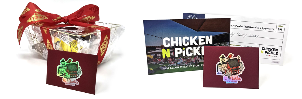 Texas Roadhouse basket and Chicken N Pickle gift certificates