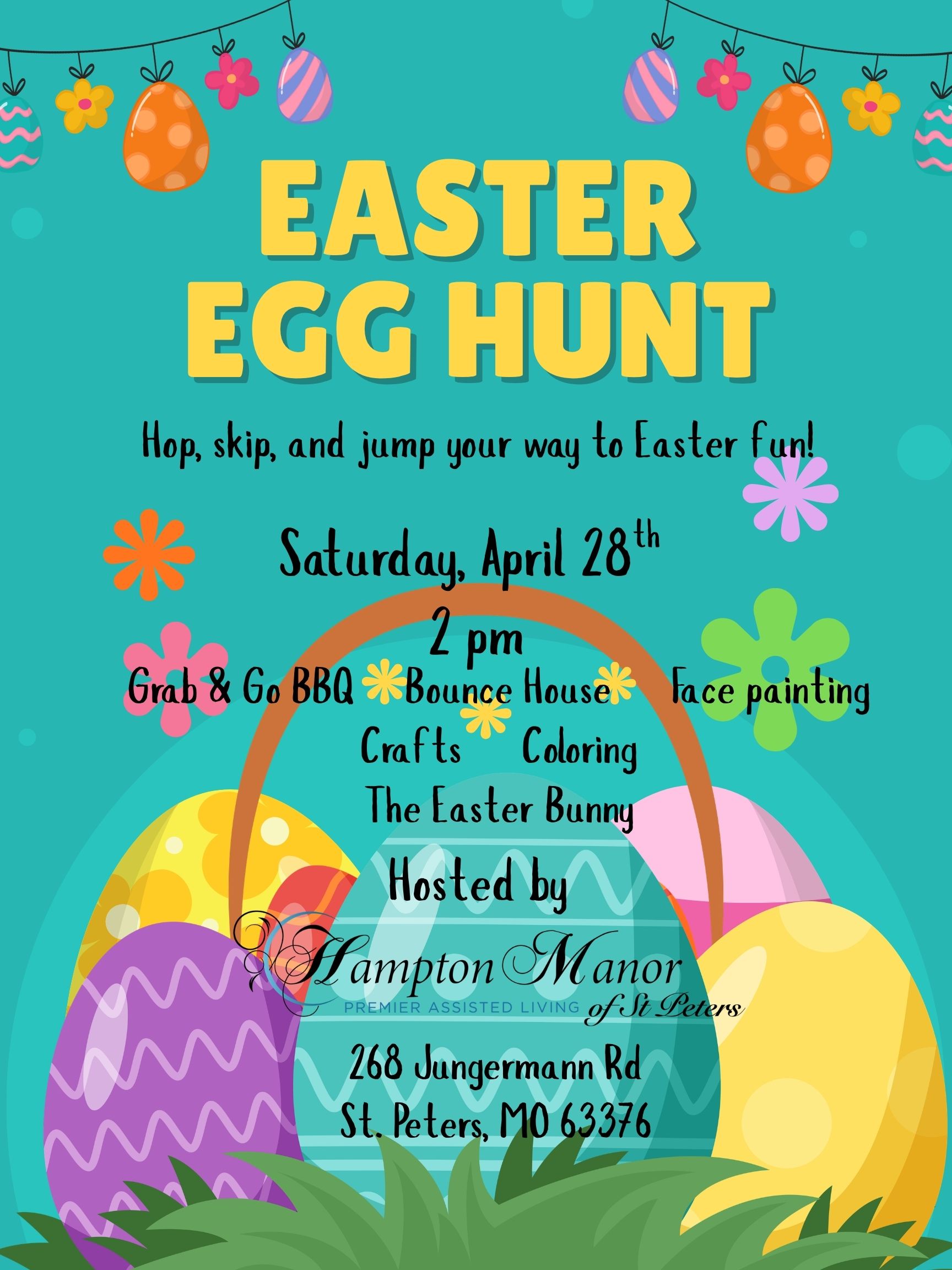 Hampton Manor Assisted Living is hosting an Easter Egg Hunt on April 28 at 2 pm
