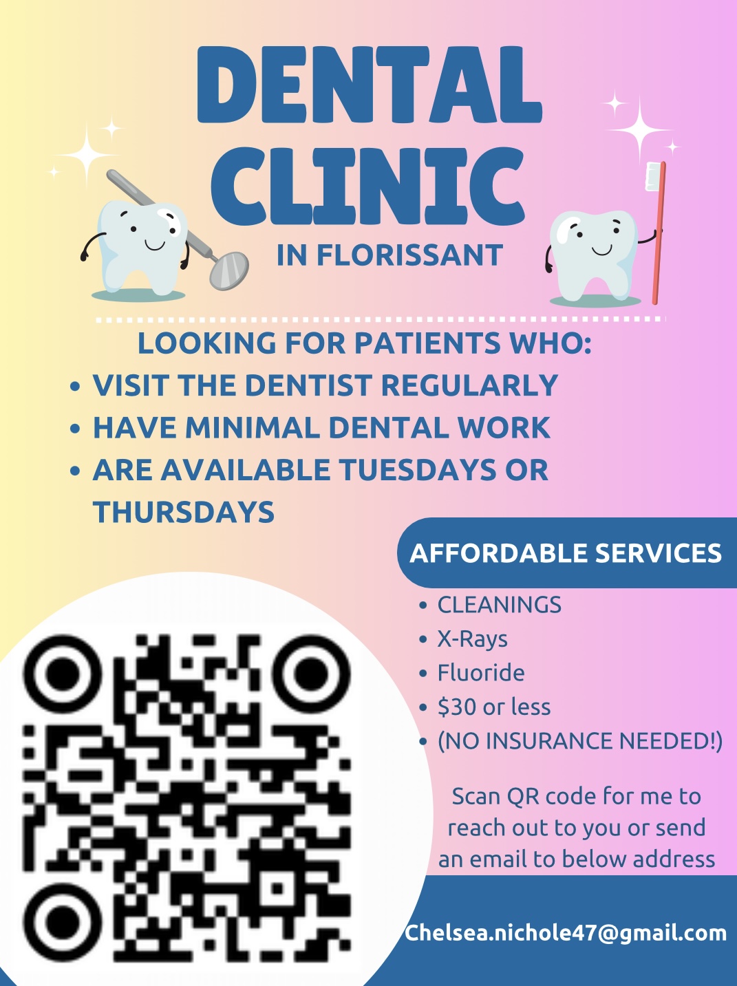 Dental Student looking for patients for affordable services