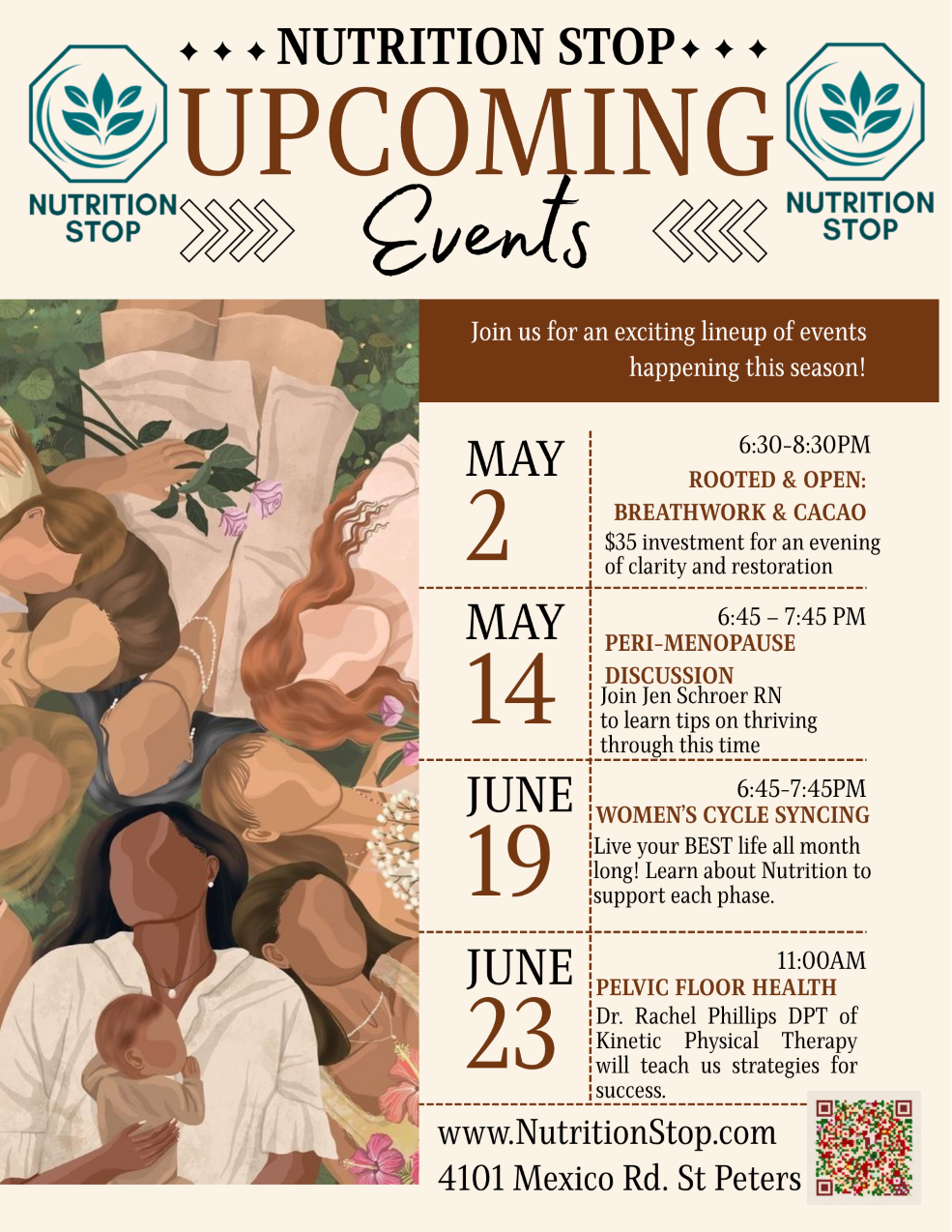 Nutrition Shop monthly events in May specifically for women