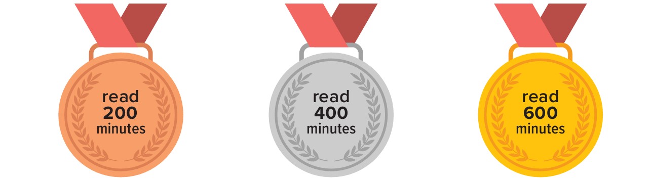 200 minutes bronze medal, 400 minutes silver medal, 600 minutes gold medal
