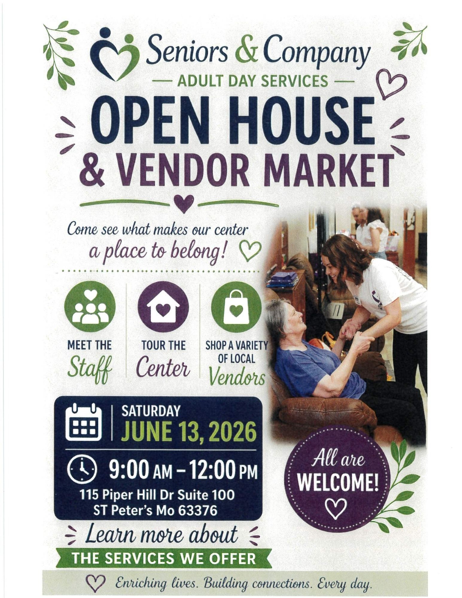 Seniors and Company Adult Day Services has an Open House and Vendor Market June 13