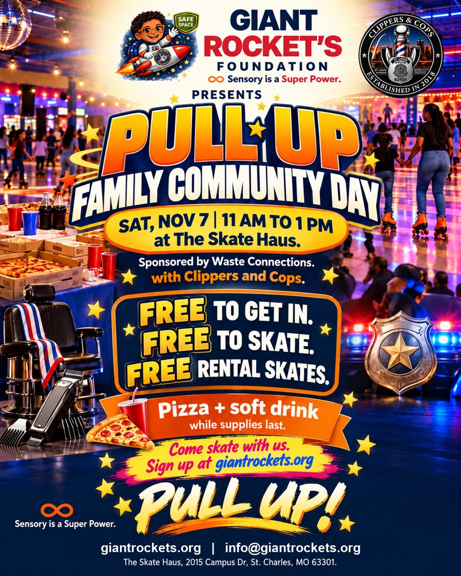 Giant Rocket's Foundation presents Pull Up Family Community Day, Saturday, November 7, 2026, 11 AM to 1 PM at The Skate Haus