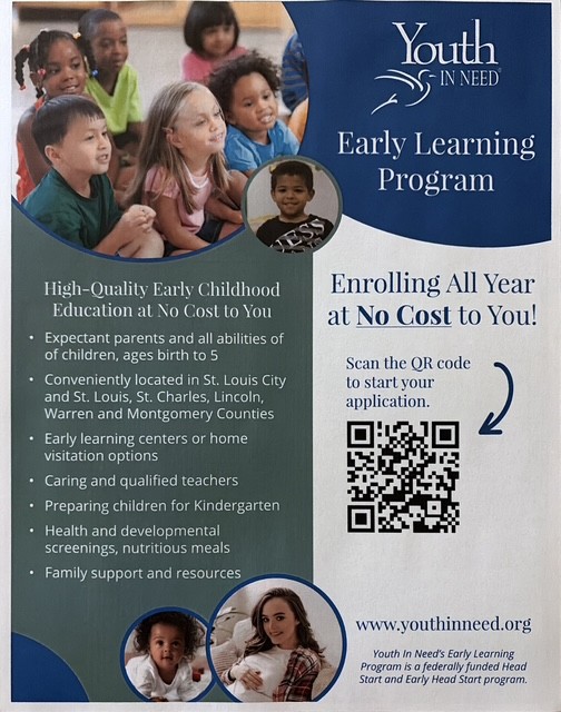 Youth In Need's Early Learning program provides free services to qualifying families, including home-based education for expectant parents and children from birth to age 3, as well as center-based education for children ages 6 weeks to 5 years.