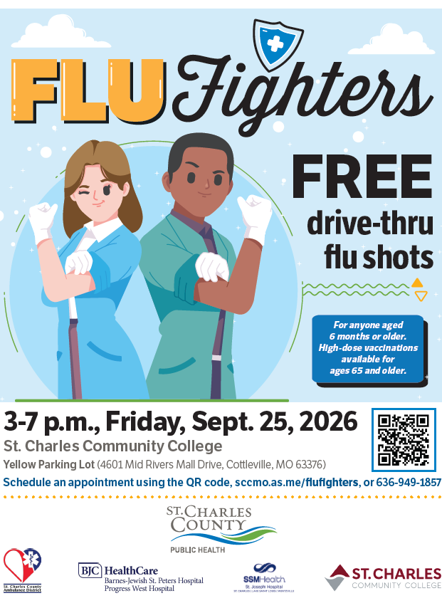 Free drive-thru fly shots at the St. Charles Community College on September 25