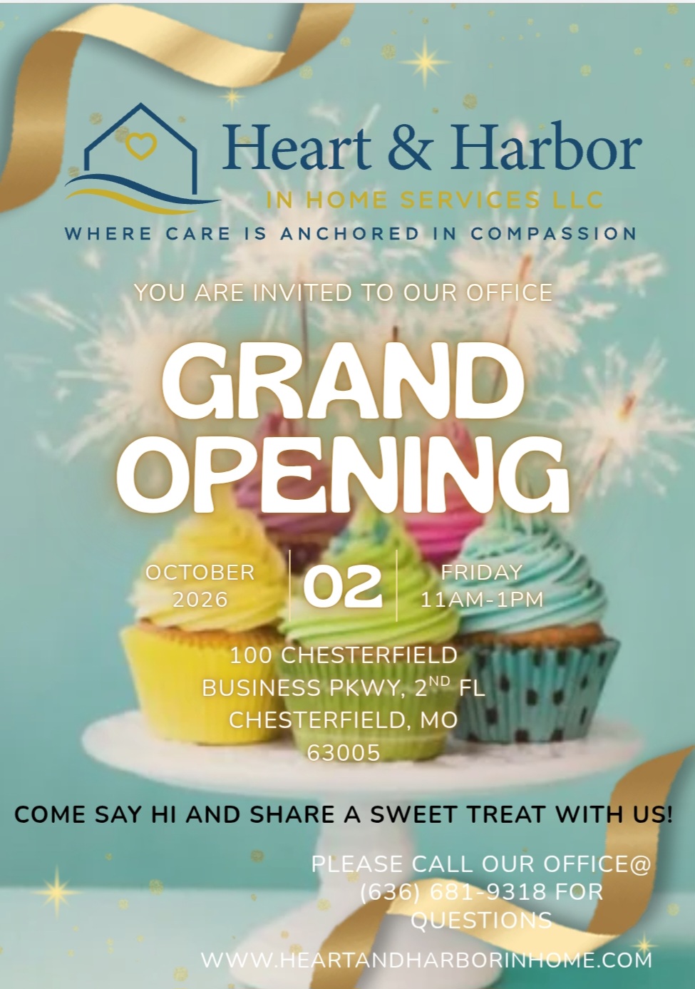 Heart and Harbor in home services LLC is hosting an open house for their grand opening October 2 from 11 am to 1 pm