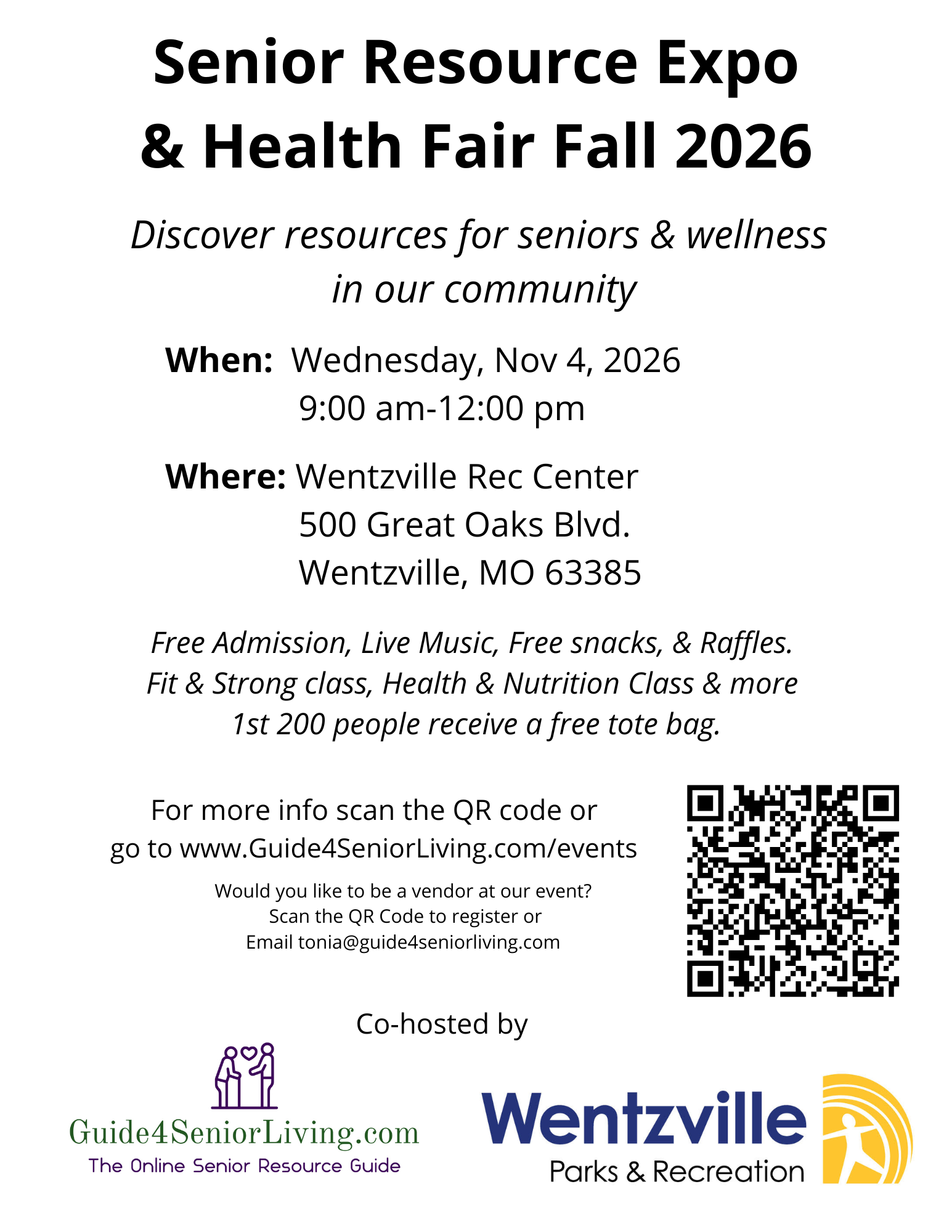 Senior Service Resource Expo and Health Fair Fall 2026 at Wentzville Rec Center