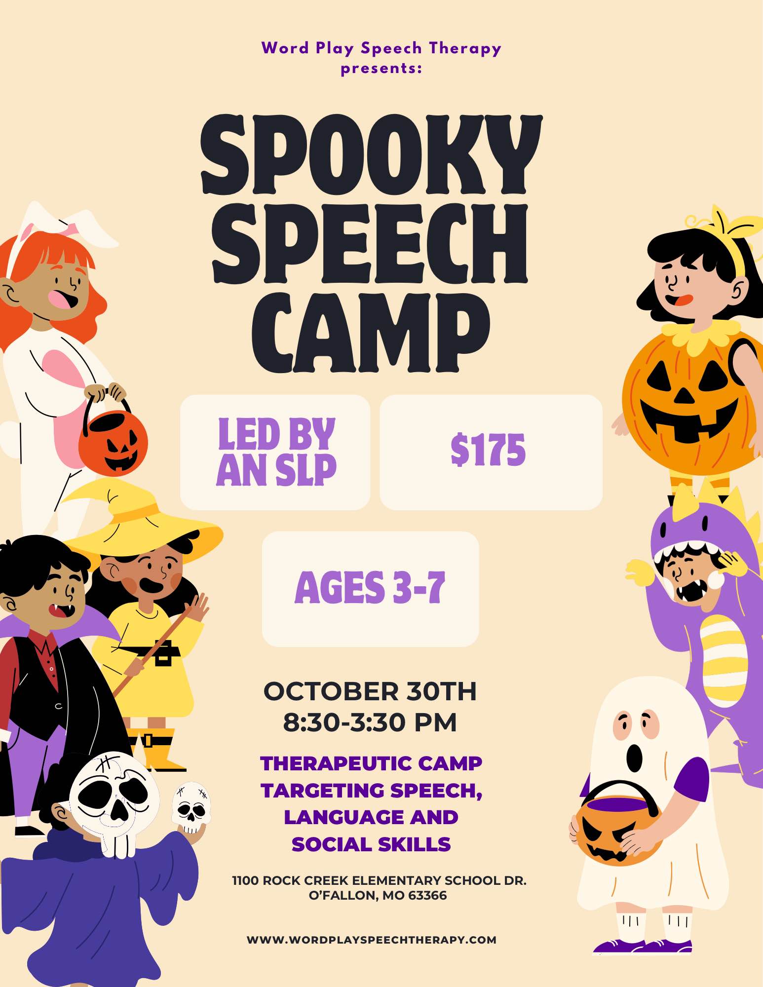 This camp is speech therapy disguised as a Halloween adventure—because the best learning happens when kids are having fun!
