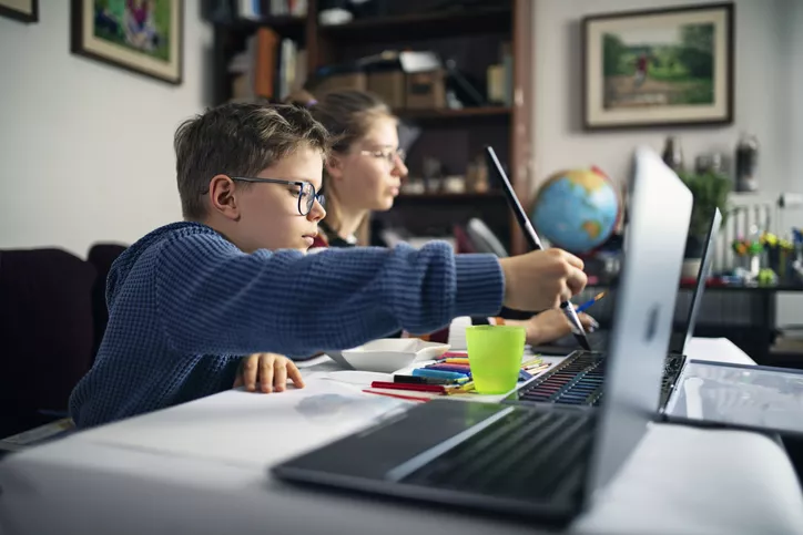 Kids learning at home.