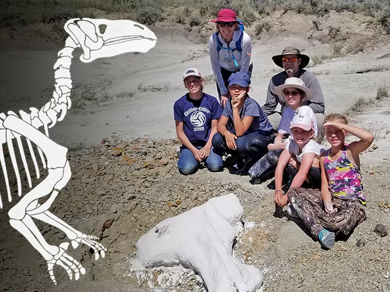 A group prospecting dinosaur fossils in Montana