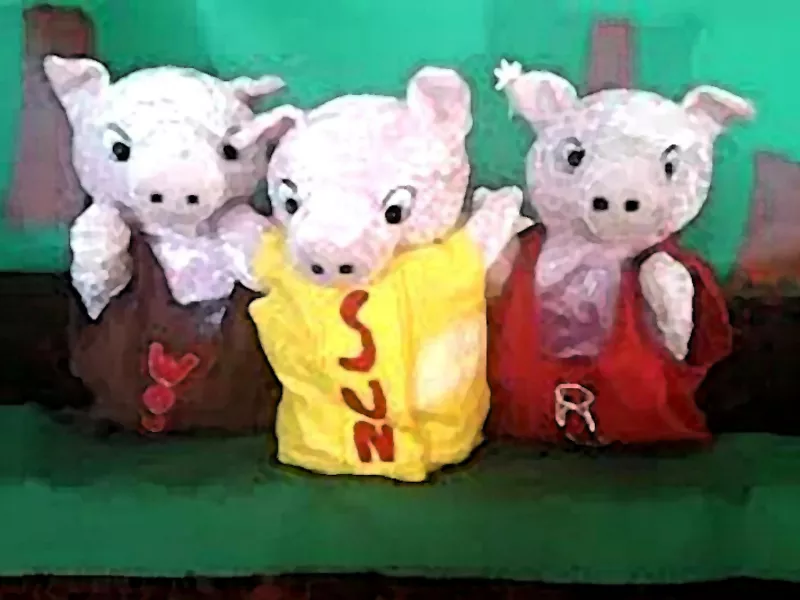 The Three Little Pigs of Piggyville Puppet show