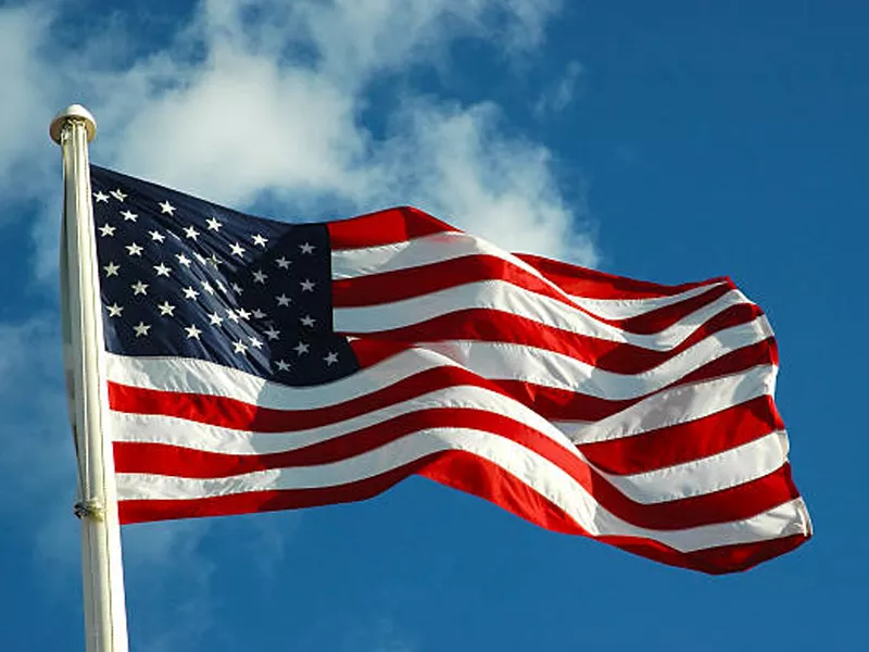 The American flag flying at full staff