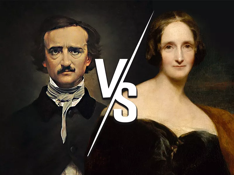 portraits of edgar allen poe and mary shelley