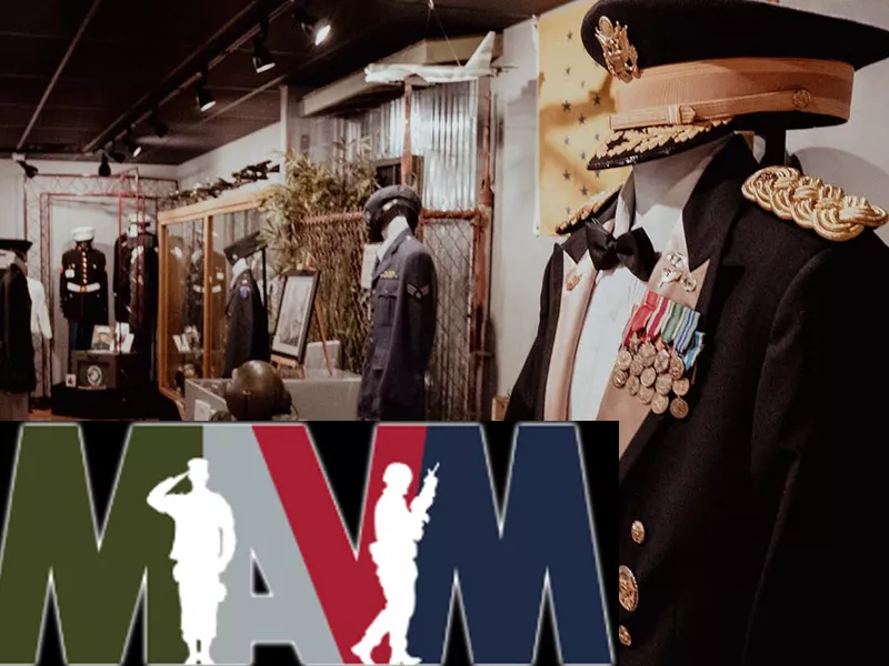 Interior of the museum showing uniforms from all military branches