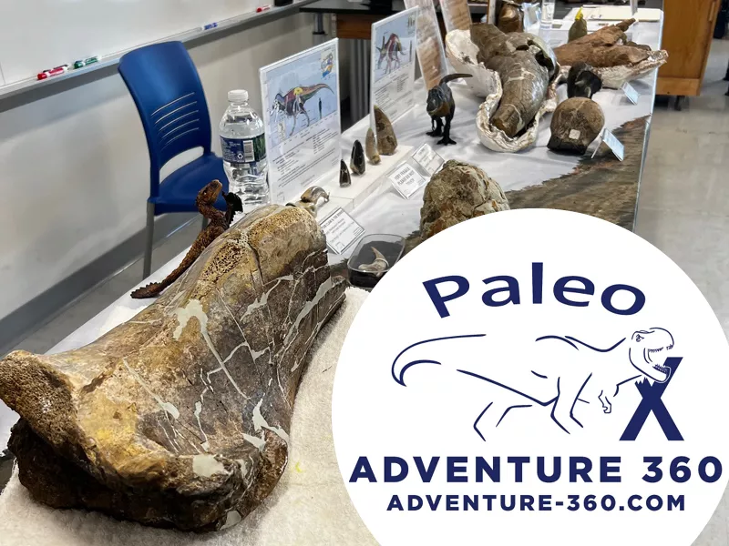 Adventure 360 Paleo X with their collection of fossils and bones.