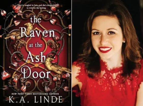 Author K.A. Linde and her book The Raven and the Ash Door