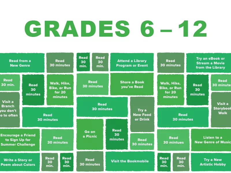 Summer Challenge Game Boards Grades 6-12