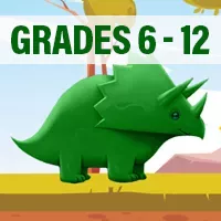 green dinosaur gameboard saying grades 6-12