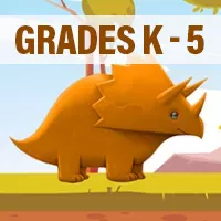 orange dinosaur gameboard saying grades k-5