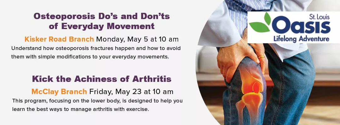 Oasis programs covering topics about arthritis and movement